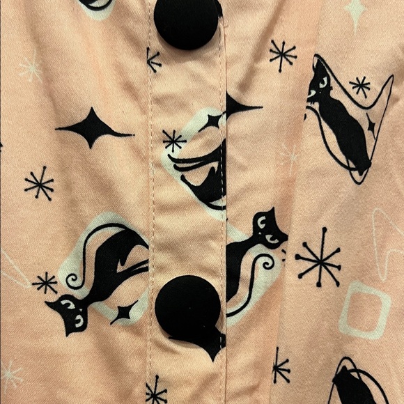 Voodoo Vixen Pink with Black Cats Sleeveless Dress Size XL - Picture 3 of 7